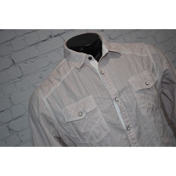 Buckle BKE Western Shirt Mens Size Medium Tailored Fit Pearl Button Snaps Pink - Picture 3 of 7